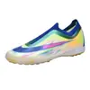 Zapatos de fútbol de punto sin costuras transfronterizos, unisex, caña baja, tacos AG para césped natural exterior, tacos TF para césped artificial, disponibles para venta al por mayor