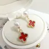 Pendientes de Perlas de Agua Dulce Naturales Zhuji para Mujer, Chapados en Oro de 18 Quilates, Pendientes de Alto Nivel Estilo Chino Rojo Angora para Año Nuevo