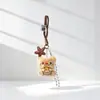 Colgante de peluche de hamburguesa chirriante, oso de mantequilla, caricatura, lindo, femenino, charm para bolso, llavero para mujer
