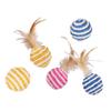 Juguete para Gatos Bola de Sisal con Plumas, Resistente a Mordidas de Gato, Juguete Molar y con Sonido, Bola Rascadora para Gatos, Divertidos Suministros para Mascotas Gatos