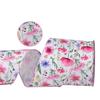 Fita Sarja Floral de Primavera e Verão com Borda Arame Fita Guirlanda de Feriado Laço Caixa de Presente Fita de Decoração de Festa