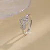 Selección Artística de Anillos con Símbolo de Infinito Hueco, Estilo Lujo Ligero, Anillos con Forma de Corazón para Niñas, Anillos de Zirconia Amor Eterno, Modernos