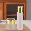 Botella dispensadora de cosméticos esmerilada con puntos Botella pulverizadora de vidrio portátil Botella para loción Botella de producto para el cuidado de la piel Botella vacía de vidrio