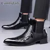 Venda Direta de Fábrica Estilo Comércio Exterior Bico Fino Estampa de Cobra Botas Curtas Masculinas Casuais Versáteis Tamanhos 38 a 48 Transfronteiriço
