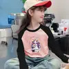 Linda Camiseta de Felpa Cálida Estilo Coreano para Niñas Otoño Invierno Moda Dulce Elegante Bloque de Color Manga Larga Cuello Redondo Tendencia