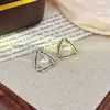 Brincos Triângulo Geométrico Simples de Diamante e Pérola de Design de Nicho Estilo Coreano Moda Luxo Leve Explosivos Versáteis