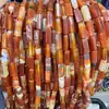 Accesorios para Joyería DIY Cuentas Espaciadoras Venta al por Mayor Trabajos con Cuentas Rectangular Piedra Imperial Ágata Roja Aventurina Tubo Redondo Cuentas Pulsera