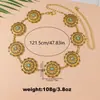 Cadena de cintura de estilo playero de vacaciones de verano europeo y americano con girasol tallado e incrustaciones de turquesa para mujer, un accesorio de alta gama para combinar con vestidos