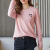Camiseta de Manga Larga de Algodón Puro para Mujer Primavera y Otoño Nuevo Estilo Coreano Nicho Casual Versátil Holgada Camisa para Capas Superior de Hombro Derecho