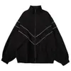 Chaqueta Deportiva Rayada Reflectante para Hombre, Primavera Holgada Casual Moda Callejera Americana Top para Pareja