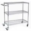 Mango cromado, carrito volquete con ruedas, carrito de clasificación móvil de acero inoxidable, carrito de materiales silencioso, estantería para almacenes y supermercados