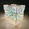Regalo de Cumpleaños Hecho a Mano Creativo DIY para Niñas Mejor Amiga Mar de Flores Espejo Regalo de Vacaciones Cubo de Rubik Tulipán Luz de Noche