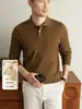 Suéter de punto para hombre yingao, cuello camisero, polo de manga larga, estilo de negocios para hombres de mediana edad, casual, nuevo suéter de primavera y otoño para hombres