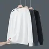 Tendência Primavera e Outono 2025 Nova Camiseta de Manga Longa com Gola Redonda Versátil Moderna Moletom Espessado Camada Base para Homens e Mulheres