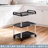 Carrito de Comedor de Acero Inoxidable de Tres Niveles para Hotel, Carrito de Servicio Móvil con Asa de Empuje de Plástico, Carrito Grande para Recolección de Platos de Restaurante, Comercial