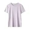 Camiseta de Manga Curta para Mulheres 2026 Novo Estilo Versátil Respirável Linho Tencel Amigo da Pele Confortável Gola Redonda Casual Manga Curta H032409