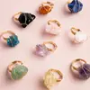 Caja de Set de Anillos de Piedra Cruda de Cristal Natural Transfronteriza, Morado, Blanco y Amarillo Piedra Cruda de Cristal Anillo Ajustable de Piedra Rodante Caja de Regalo Venta al por Mayor