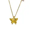 Oro Real 24K Electrochapado Fuerte Retención de Color Nuevo Estilo Chino Seda Dorada Pluma Mariposa Cortada Filigrana Mariposa Collar Cadena Retro Clavícula
