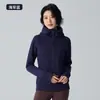Chamarra Deportiva Transfronteriza, Larga, Agradable para la Piel, Cálida, Sudadera con Capucha para Fitness, Corte Ajustado, Camisa con Cremallera de Manga Larga para Correr y Yoga para Mujer
