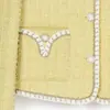 Jaqueta de Tweed de Alta Qualidade Amarelo Limão com uma Vibração de Socialite Chique e Elegante, Inspirada no Estilo Chanel 25168