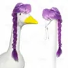 Perucas de animal de estimação transfronteiriças, perucas de ganso, perucas de ganso de varanda, chapéus grandes de cabeça de ganso, fantasia engraçada com cabelo longo trançado