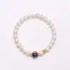 Pulsera de perla blanca natural y lapislázuli para mujer, lujo ligero, moderna, pulsera de perlas de alta gama, regalo para novia o mejor amiga