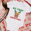 2023 Natal Nova série Meu 1º Natal algodão bebê macacão manga curta bebê macacão