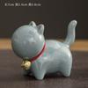 Adorno Fofo de Gatinho em Forma de Sino para Chá, Estatueta de Gato em Cerâmica, Acessório Cultural e Criativo Gato da Cidade Proibida, Porta-Pincéis