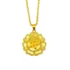 Pingente Flor de Peônia Clássica Banhado a Ouro Cobre Dourado Sanduíche do Vietnã Colar Florido Dupla Camada Estilo Étnico Moderno Formato de Coração Pétalas Venda por Atacado