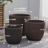 Vaso de cerâmica grossa antigo de grande diâmetro, vaso de cerâmica preta, vaso de cerâmica roxa, vaso de porcelana queimada simples para pátio externo, decoração de varanda