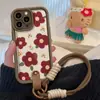 Flor Roja Pequeña Es Adecuada para Apple 17/Apple 16 Pro Max Anti-Caída 15 iPhone 14 Hebilla de Cuero 11 Funda para Teléfono 12