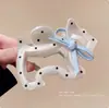 Presilha de Laço de Cachorro com Bolinhas para Mulheres 2025 Novo Estilo Cabelo Meio Preso Presilha Tubarão Presilha de Cabelo Acessórios de Cabelo na Parte de Trás da Cabeça