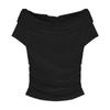 40 Algodón 92 Algodón 8 Spandex Camiseta de Manga Corta Diseño para Mujer Top Clavícula