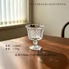 Taza de Helado Embosada Retro Romántica Francesa Taza de Postre de Helado Alta Estilo Palacio Corona Nido de Pájaro Taza de Vidrio