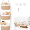 Cesta de Armazenamento Tecida Nórdica Cesta de Três Camadas Montada na Parede Cesta de Armazenamento para Quarto Cesta de Armazenamento Destacável Montada na Parede para Sala de Estar