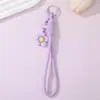 Llavero Colgante de Flor Colorida para Teléfono Móvil, Cordón Tejido para Teléfono DIY, Correa de Muñeca Corta Portátil Anti-pérdida