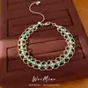 Pulsera redonda de malla tejida con cuentas de cristal, extraíble, pulsera de nicho de lujo ligero, sensación de alta gama, accesorio de mano fresco y dulce