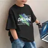 Nueva camiseta de manga corta de moda para niños Verano 2026, 100% algodón puro, para niños mayores