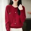 Cárdigan abrigo suéter para mujer, estilo coreano, con botones de poni, primavera 2026, prendas de punto para mujer, cuello redondo, nuevo modelo transfronterizo