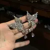 Luxo Leve Novo Estilo Brilhante Diamante Forma de Borboleta Fada Brincos de Elfo Acessórios para Vestido de Noiva Brilhantes Super Brilhantes