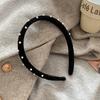 Diadema Retro de Terciopelo Negro estilo Coreano Nueva Diadema de Terciopelo con Perlas Diadema de Borde Delgado Diadema Versátil para Salir Tocado para Mujer