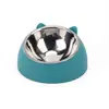 Etiqueta Transfronteiriça Tigela Pequena de Aço Inoxidável para Gatos, Tigela Pequena para Filhotes, Tigela Inclinada de Plástico para Água e Comida de Animais de Estimação, Suprimentos para Gatos e Cachorros
