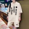 Traje de verano informal para hombre, venta al por mayor, pantalones cortos de manga corta de alta calidad, conjunto de dos piezas, traje deportivo holgado de verano para hombre.