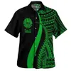 Cor Tahiti Havaí Impressão Digital 3D Tahiti Polinésio Manga Curta Camisa de Renda Casual
