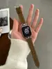 Correa de Cuero para Reloj con Lazo Incrustado de Diamantes Adecuada para Apple Watch iWatch 12ª Generación 11/10