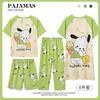 Pijama de Dibujos Animados de Verano Cuatro Piezas Ropa de Casa Seda de Leche Cuello Redondo Infantil Manga Corta Imitación Algodón Sudeste Asiático Transfronterizo