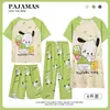 Pijama de Verano para Niños Camisón de Dibujos Animados Ropa de Casa para Niñas Pantalones Cortos de Manga Corta para Niños Conjunto de Cuatro Piezas Ropa Infantil al por Mayor