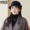 Nuevo Sombrero de Lana de Moda Versátil Estilo Coreano para Mujer Principios de Otoño Sombrero de Copa Pequeña que Resalta la Cara Sombrero Simple Elegante de Protección Solar
