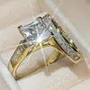 Sanjie AliExpress Transfronteiriço Explosões Conjunto de Anéis Quadrados com Zircônia Diamante Feminino Anel Venda Quente Anel de Comércio Exterior Joias Atacado