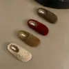 Primer Encuentro Ji Zapatillas de Felpa Forradas de Piel Retro para Mujer 2026 Otoño Invierno Nuevas Zapatillas Cerradas para Persona Perezosa de Hadas Zapatillas de Algodón Slip-ons